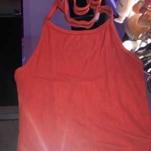 pink-ish crop top shirt